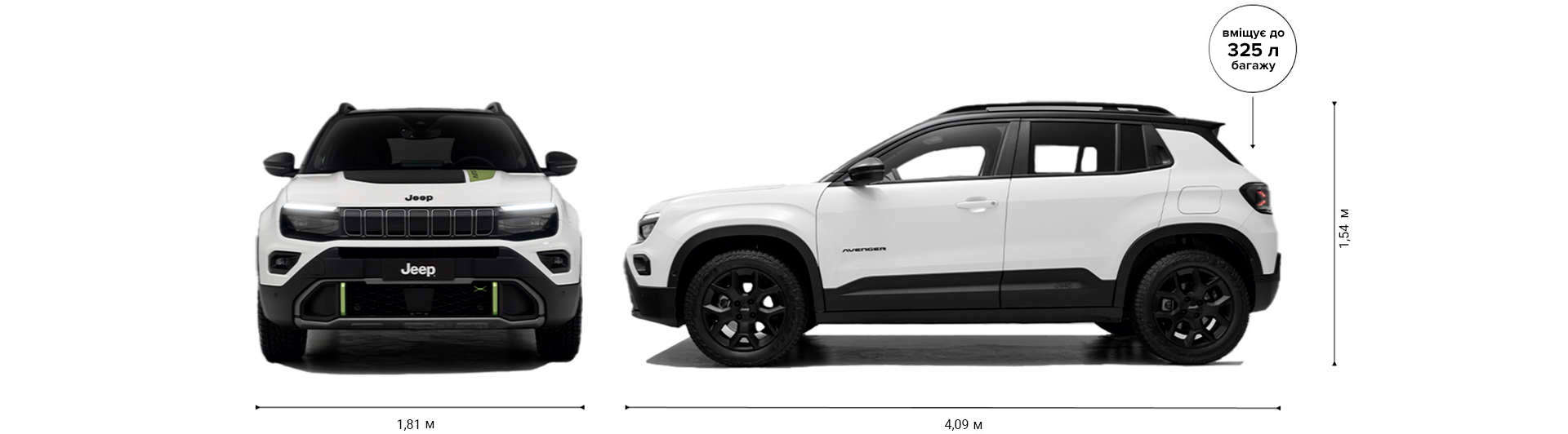 Габарити Jeep Avenger 4xe Hybrid