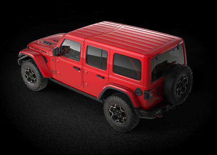 Jeep Wrangler, червоний колір, трисекційний жорсткий дах у колір кузова